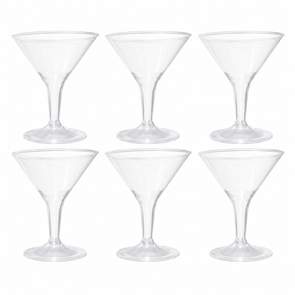 Clear Plastic Martini Glasses 100 ml - Party Cocktail Glasses - 6 Pc