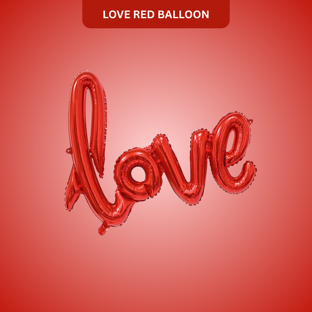 Love Red Foil Balloon Banner | Romantic Script Letter Balloon Decoration for Valentine’s Day