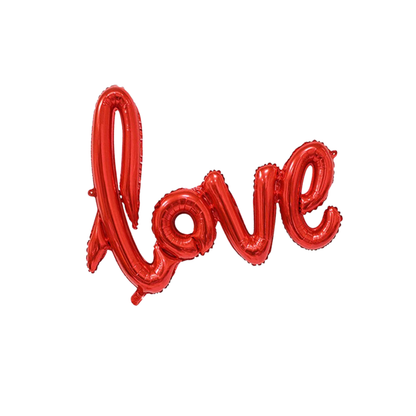Love Red Foil Balloon Banner | Romantic Script Letter Balloon Decoration for Valentine’s Day