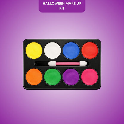 Halloween Face and Body Paint Makeup Kit - 8 Colors Non-Toxic Face Paint Palette with Brush