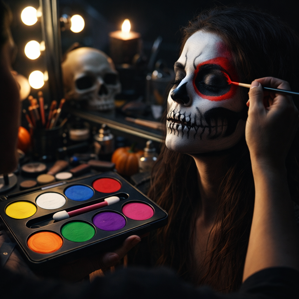 Halloween Face and Body Paint Makeup Kit - 8 Colors Non-Toxic Face Paint Palette with Brush