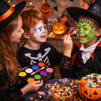 Halloween Face and Body Paint Makeup Kit - 8 Colors Non-Toxic Face Paint Palette with Brush
