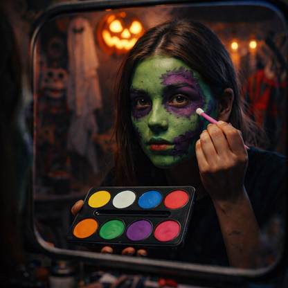 Halloween Face and Body Paint Makeup Kit - 8 Colors Non-Toxic Face Paint Palette with Brush