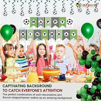 Soccer Theme Happy Birthday Green & Black Decor Set - 35PC