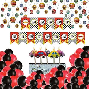 Car Theme Red & Black Birthday Decor Combo - 34PC