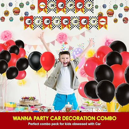 Car Theme Red & Black Birthday Decor Combo - 34PC