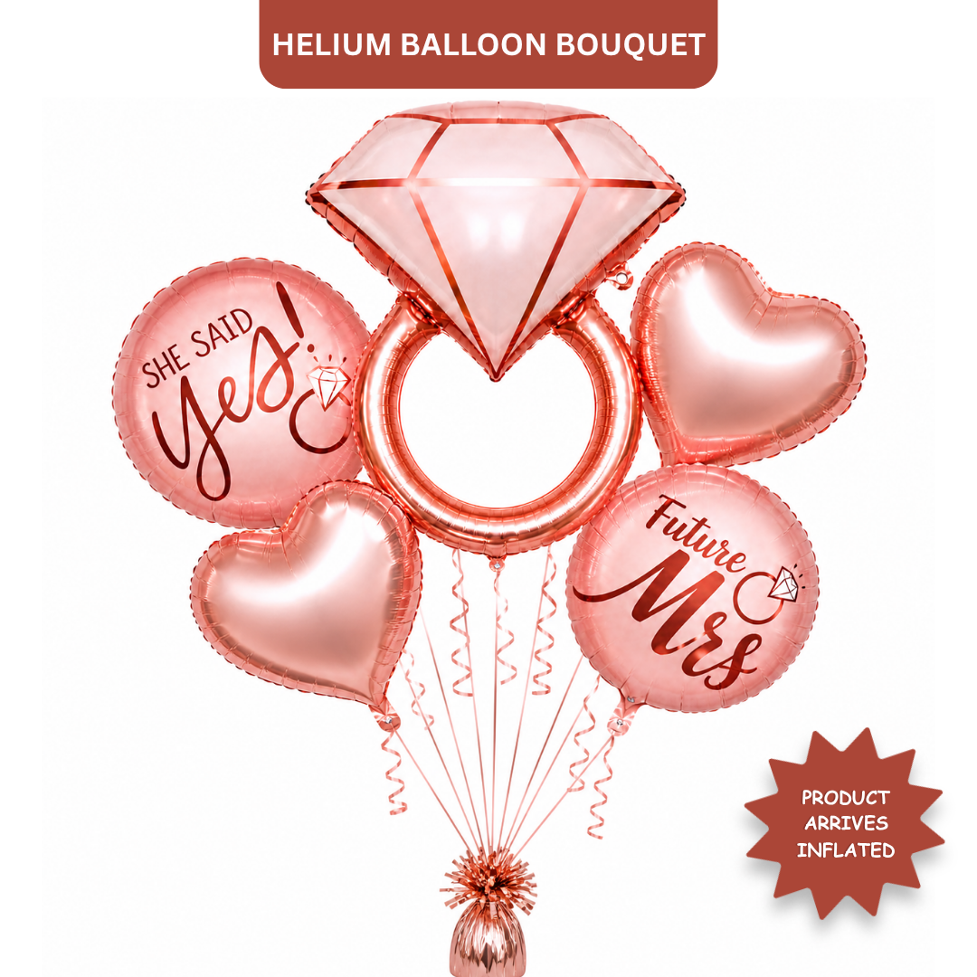 Bachelorette Balloon Bouquet Set with Ring Shape & Mr & Mrs Balloons | Bridal Shower Decoration | Helium Filled & Delivered Inflated