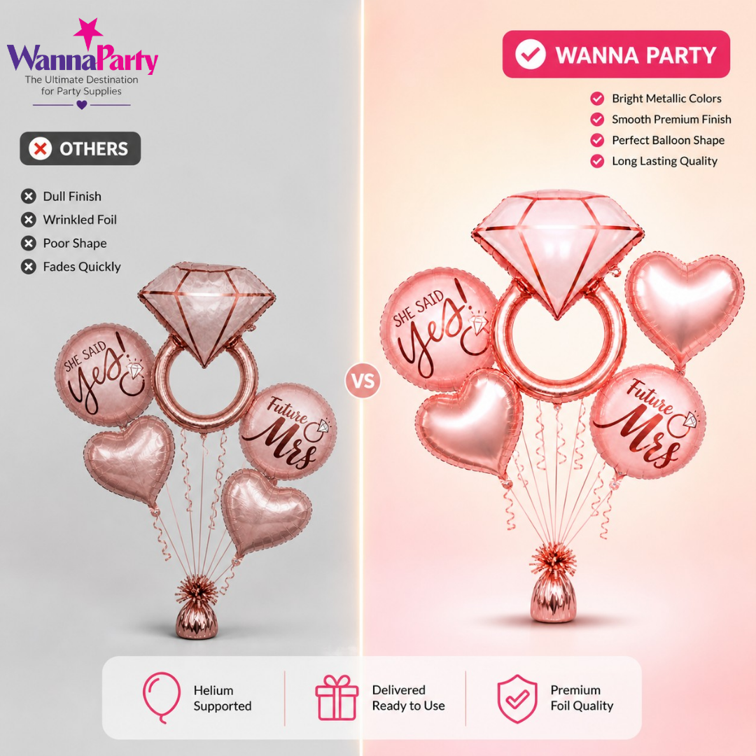 Bachelorette Balloon Bouquet Set with Ring Shape & Mr & Mrs Balloons | Bridal Shower Decoration | Helium Filled & Delivered Inflated