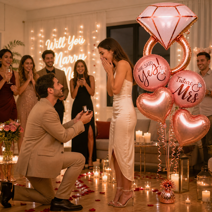 Bachelorette Balloon Bouquet Set with Ring Shape & Mr & Mrs Balloons | Bridal Shower Decoration | Helium Filled & Delivered Inflated