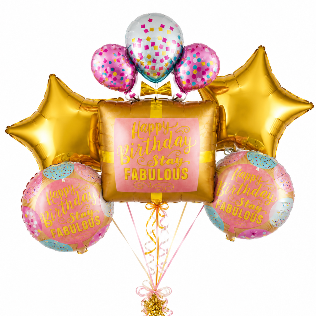 Stay Fabulous Happy Birthday Balloon - Set of 5 Balloons - Wanna Party - closeup