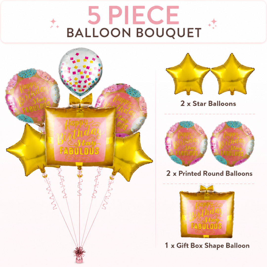 Stay Fabulous Happy Birthday Balloon - Set of 5 Balloons - Wanna Party - packaging