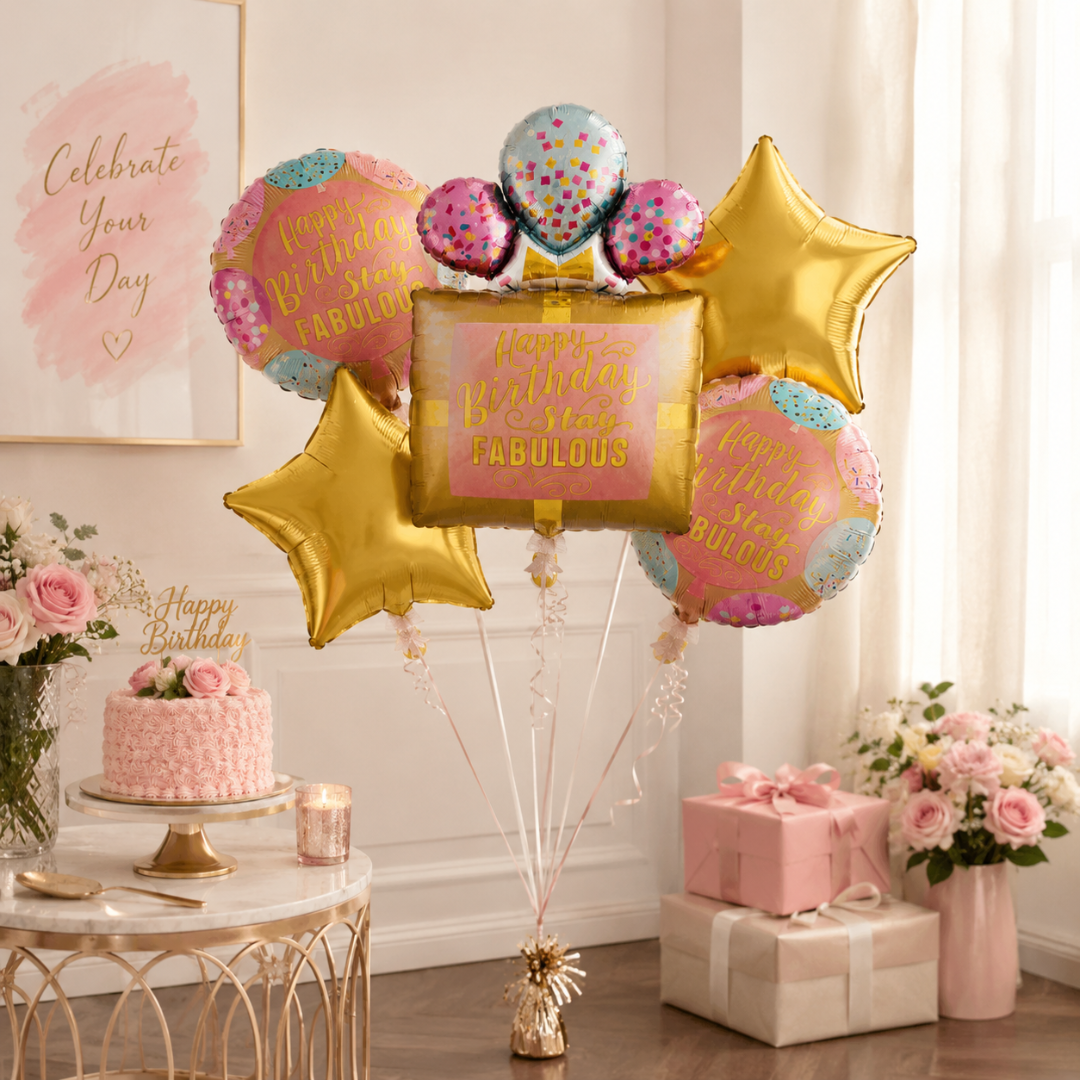 Stay Fabulous Happy Birthday Balloon - Set of 5 Balloons - Wanna Party - decor