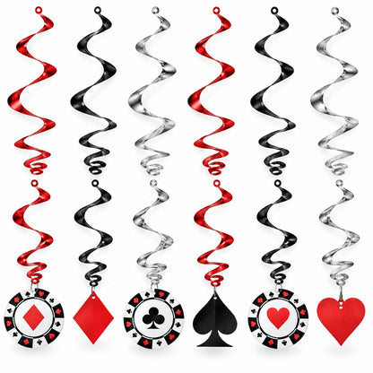 Card Party Swirl Decoration 12PC - Casino Theme Party Decor | Wanna Party