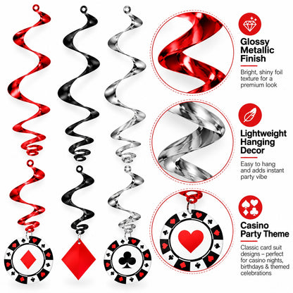 Card Party Swirl Decoration 12PC - Casino Theme Party Decor | Wanna Party