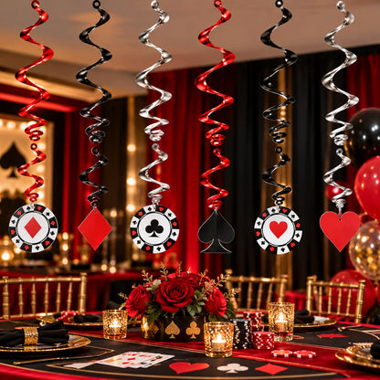 Card Party Swirl Decoration 12PC - Casino Theme Party Decor | Wanna Party