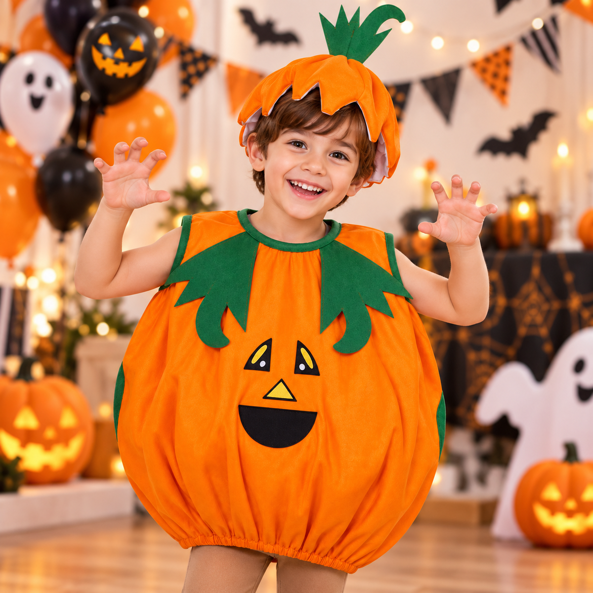 Halloween Pumpkin Costume for Kids | Cute Pumpkin Fancy Dress for Halloween Parties, School Events & Role Play