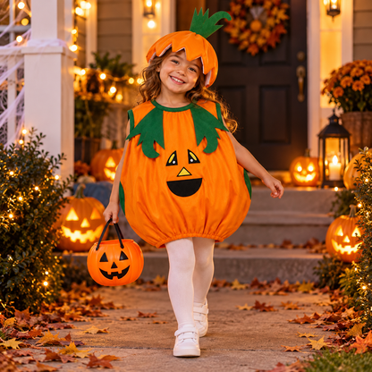 Halloween Pumpkin Costume for Kids | Cute Pumpkin Fancy Dress for Halloween Parties, School Events & Role Play