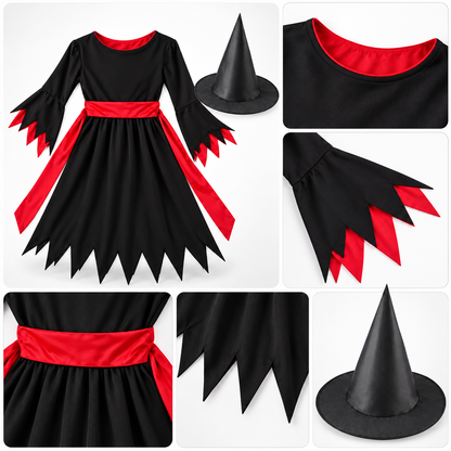 Halloween Black & Red Witch Costume