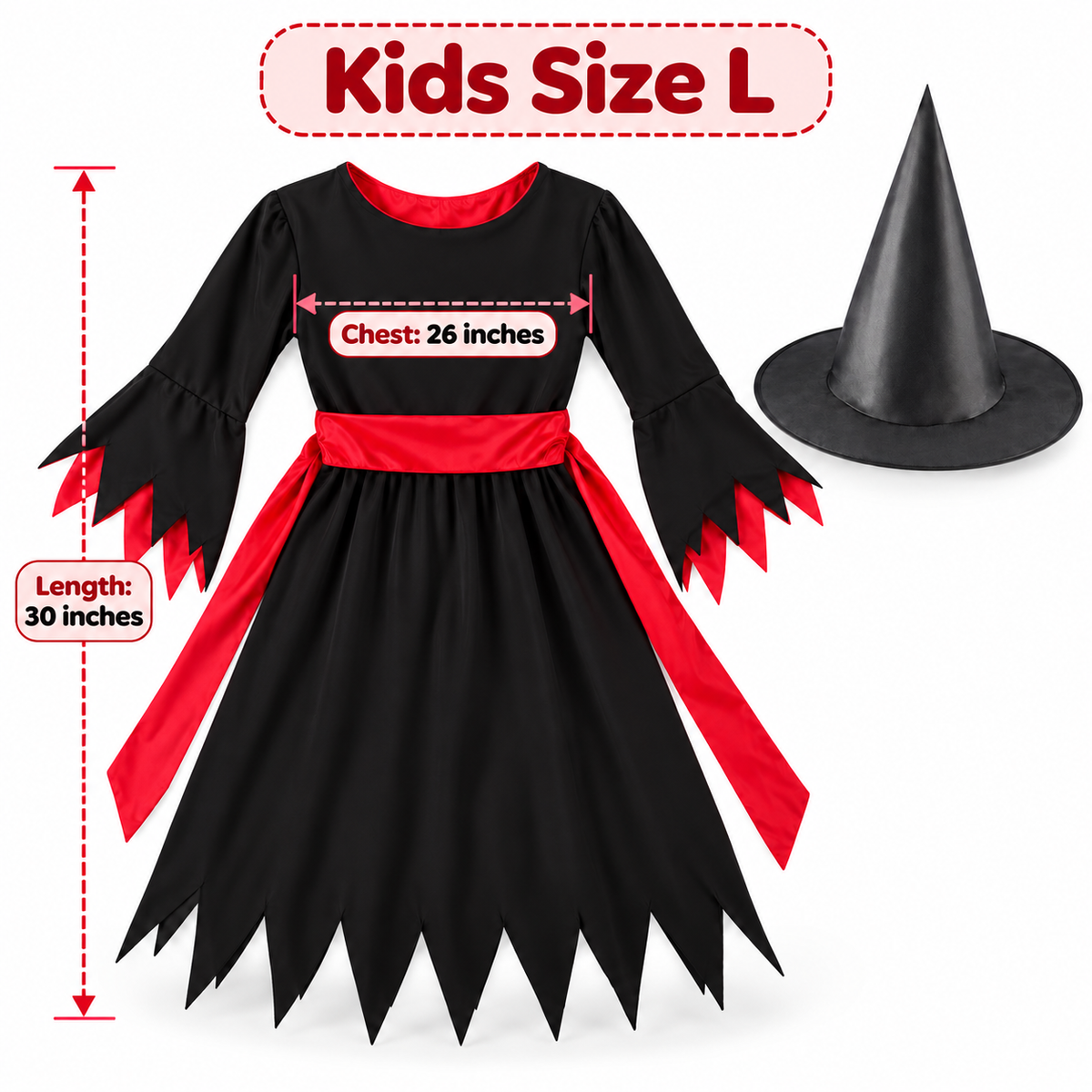 Halloween Black & Red Witch Costume