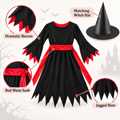 Halloween Black & Red Witch Costume