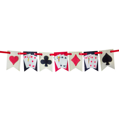 Card Party Glitter Letter Banner Red Black 4FT - Casino Decor | Wanna Party - Image 1