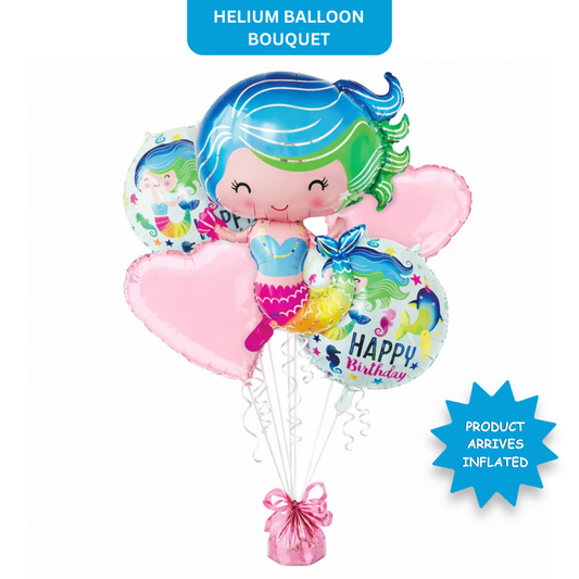 Mermaid Theme Helium Filled Balloon Bouquet Set of 5