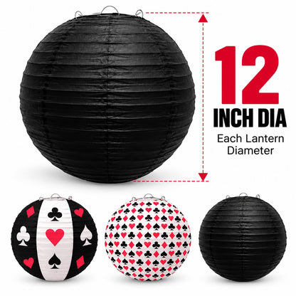 Card Party Paper Lanterns Set of 3 - Casino Theme Decor | Wanna Party