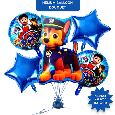 Paw Patrol Puppy Theme Birthday Balloon Bouquet Set (5 Pcs) Helium Filled & Delivered Inflated