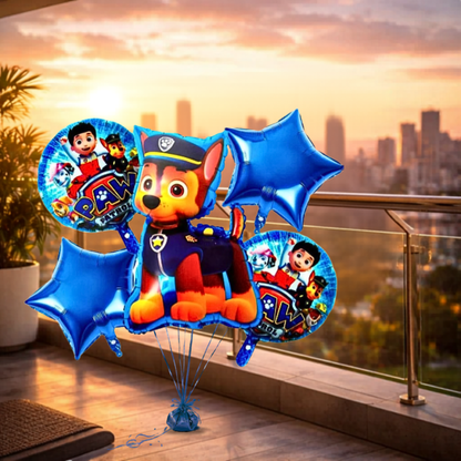 Paw Patrol Puppy Theme Birthday Balloon Bouquet Set (5 Pcs) Helium Filled & Delivered Inflated