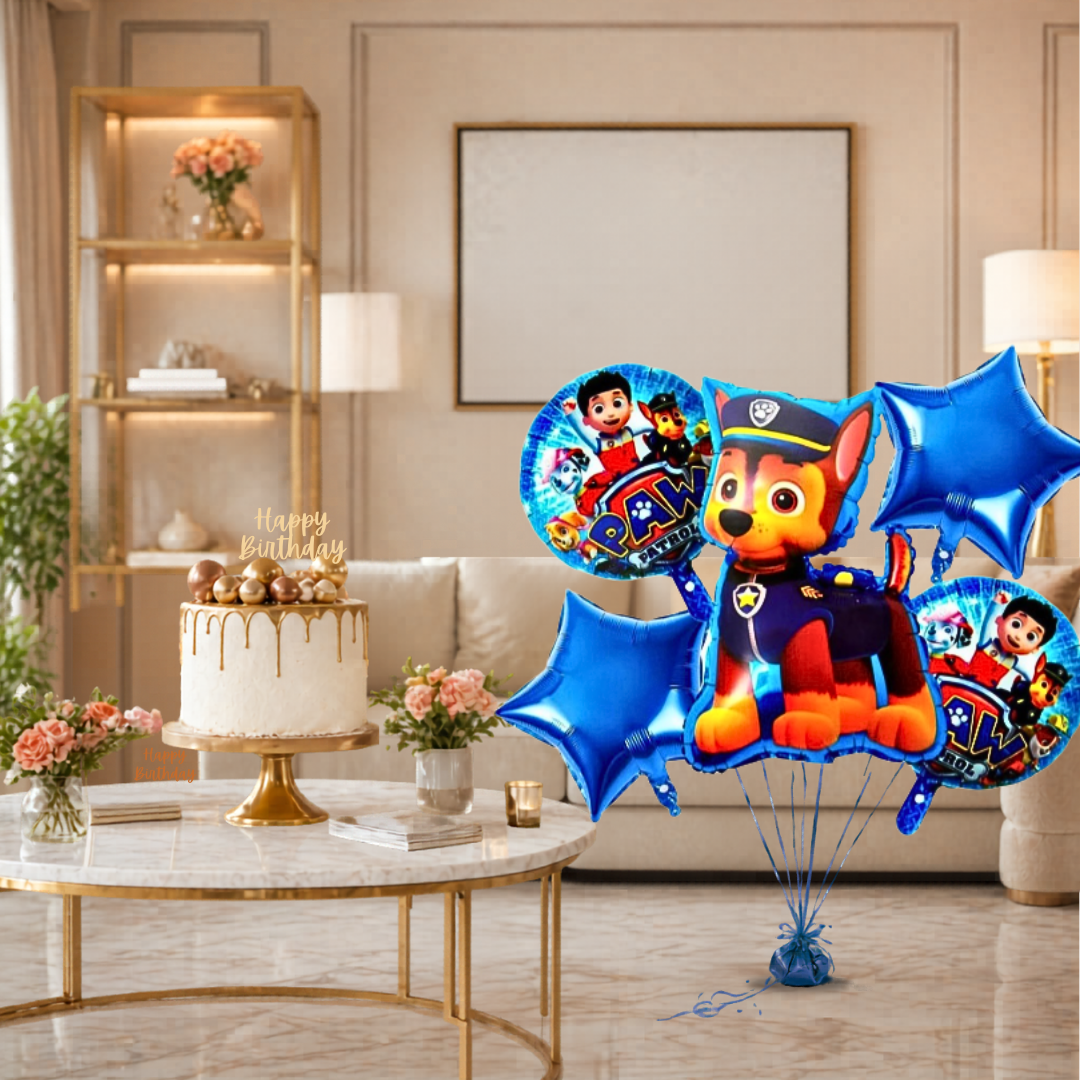 Paw Patrol Theme Birthday Balloons - Set of 5
