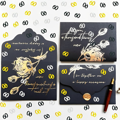 60th Birthday Golden, Black & Silver Confetti