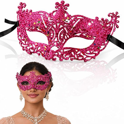 Glitter Fashion Eye Mask Hot Pink - 1PC - Wanna Party - front