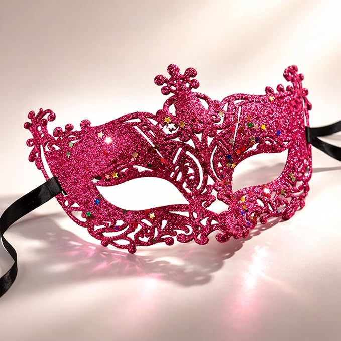 Glitter Fashion Eye Mask Hot Pink - 1PC - Wanna Party - closeup