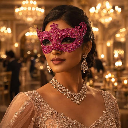 Glitter Fashion Eye Mask Hot Pink - 1PC - Wanna Party - decor