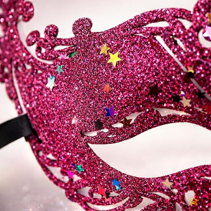 Glitter Fashion Eye Mask Hot Pink - 1PC - Wanna Party - side