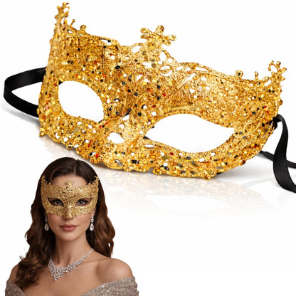 Glitter Fashion Eye Mask Gold - 1PC - Wanna Party - front view