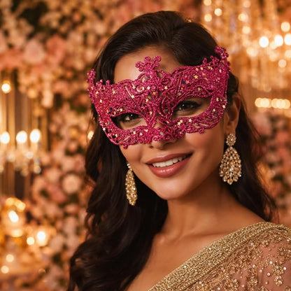 Glitter Fashion Eye Mask Hot Pink - 1PC - Wanna Party - packaging