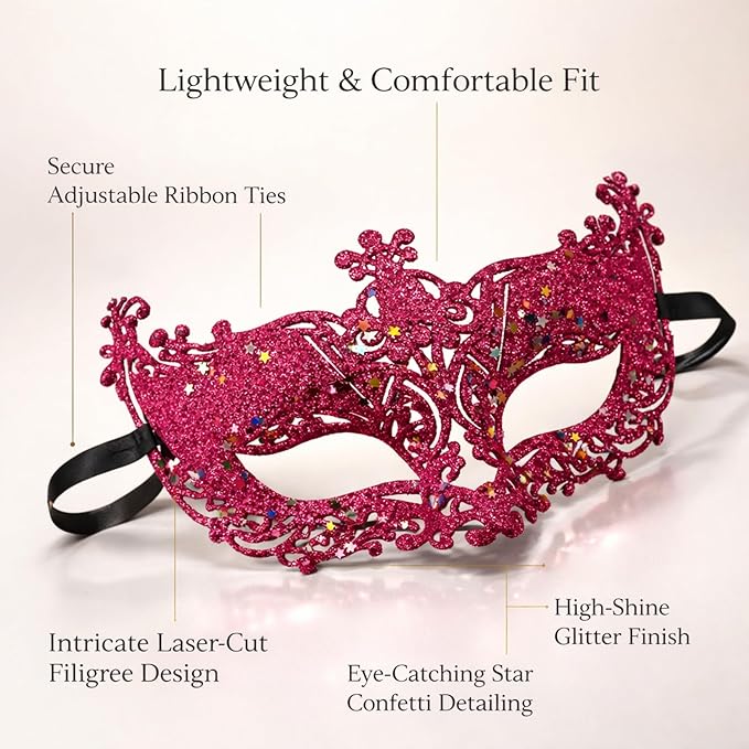 Glitter Fashion Eye Mask Hot Pink - 1PC - Wanna Party - alt