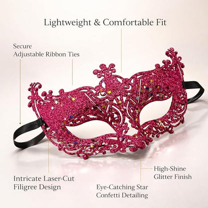 Glitter Fashion Eye Mask Hot Pink - 1PC - Wanna Party - alt