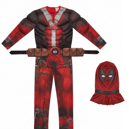 Deluxe Muscle Chest Red & Black Superhero Costume for Adults | Masked Hero Fancy Dress for Halloween, Theme Parties & Costume Events