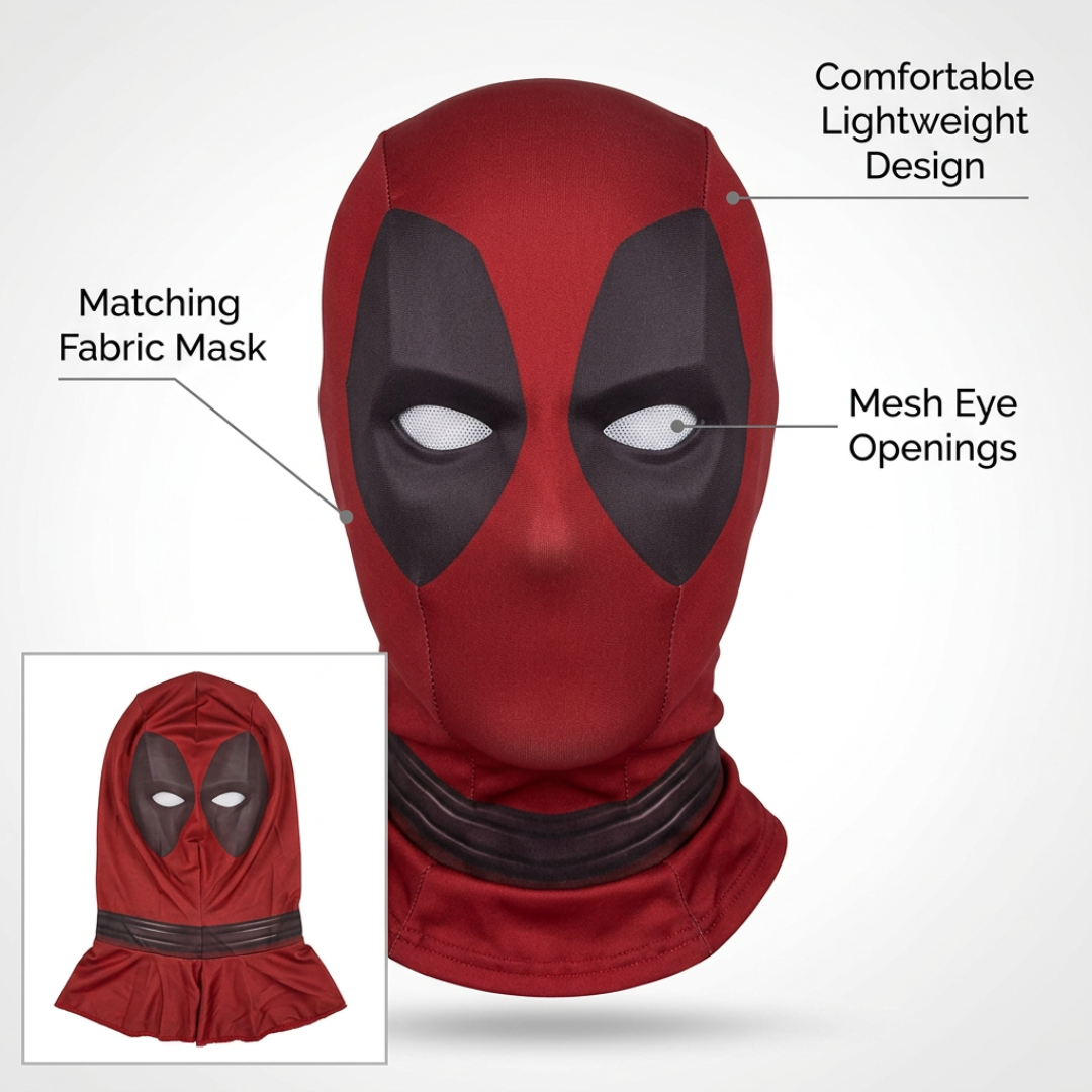 Deluxe Muscle Chest Red & Black Superhero Costume for Adults | Masked Hero Fancy Dress for Halloween, Theme Parties & Costume Events