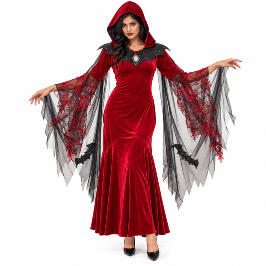 Adult Bat Mistress Costume for Women | Black Gothic Halloween Fancy Dress for Spooky Theme Parties & Costume Events
