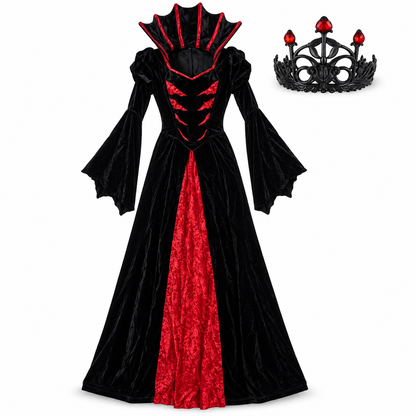 Queen of the Vampires Costume for Women | Adult Gothic Vampire Halloween Fancy Dress for Spooky Theme Parties