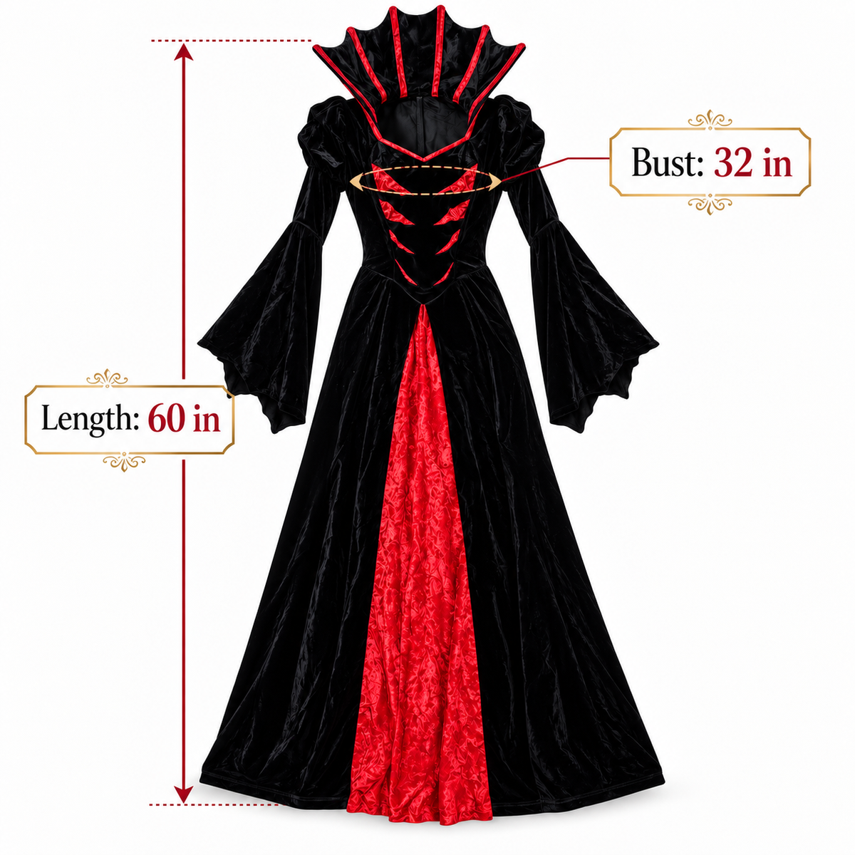 Queen of the Vampires Costume for Women | Adult Gothic Vampire Halloween Fancy Dress for Spooky Theme Parties