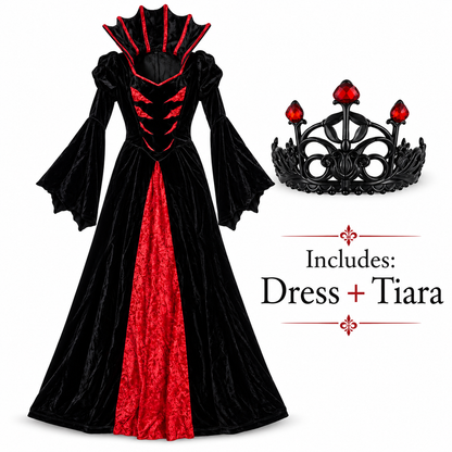 Queen of the Vampires Costume for Women | Adult Gothic Vampire Halloween Fancy Dress for Spooky Theme Parties