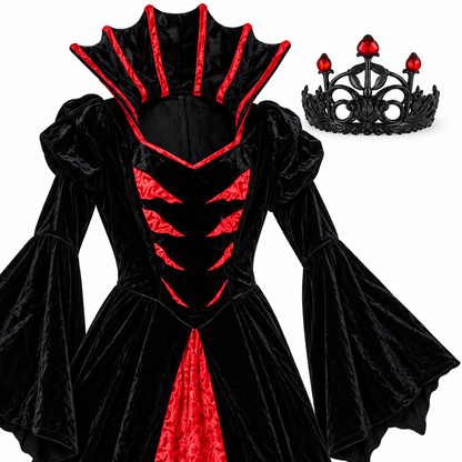 Queen of the Vampires Costume for Women | Adult Gothic Vampire Halloween Fancy Dress for Spooky Theme Parties