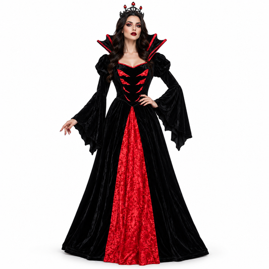 Queen of the Vampires Costume for Women | Adult Gothic Vampire Halloween Fancy Dress for Spooky Theme Parties