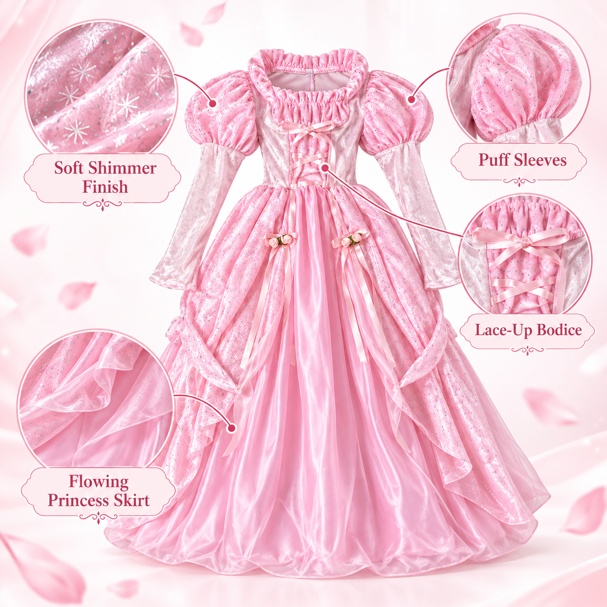 Fairytale Princess Costume for Girls - Size L | Kids Princess Fancy Dress for Age 8 to 10 Years