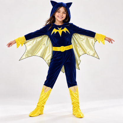Bat-Inspired Superhero Girl Costume - Size S | Kids Halloween Fancy Dress for Birthday Parties, School Events & Role Play