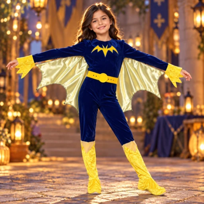 Bat-Inspired Superhero Girl Costume - Size S | Kids Halloween Fancy Dress for Birthday Parties, School Events & Role Play